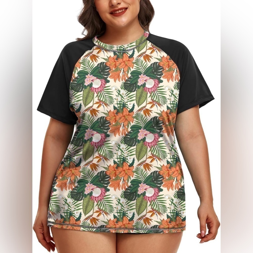 🔥Host pick🔥 Inno Women's Swim Shirt Short Sleeves Rash Guard UPF 50+ Floral 0X
